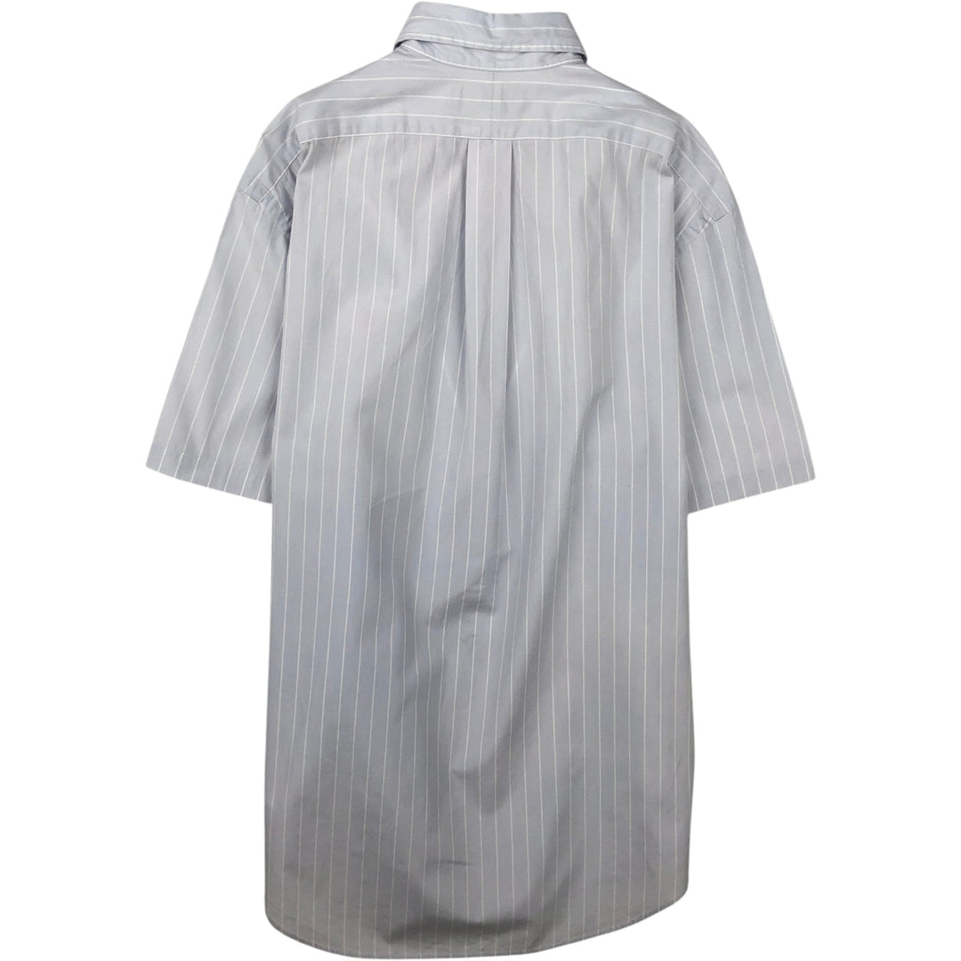Ralph Lauren Classic Fit short sleeve button down striped shirt, men's size M cotton Blue type light blue Vintage Second Hand