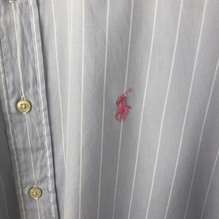 Ralph Lauren Classic Fit short sleeve button down striped shirt, men's size M cotton Blue type light blue Vintage Second Hand