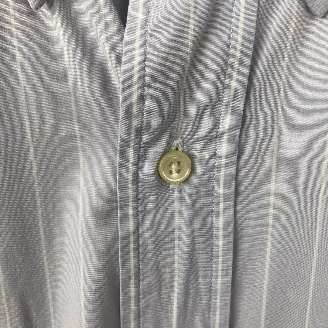 Ralph Lauren Classic Fit short sleeve button down striped shirt, men's size M cotton Blue type light blue Vintage Second Hand