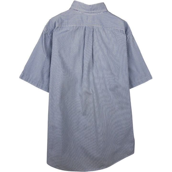 Ralph Lauren CUSTOM FIT short sleeve button down striped shirt men's size L cotton navy blue type Vintage Second Hand