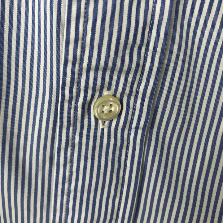 Ralph Lauren CUSTOM FIT short sleeve button down striped shirt men's size L cotton navy blue type Vintage Second Hand
