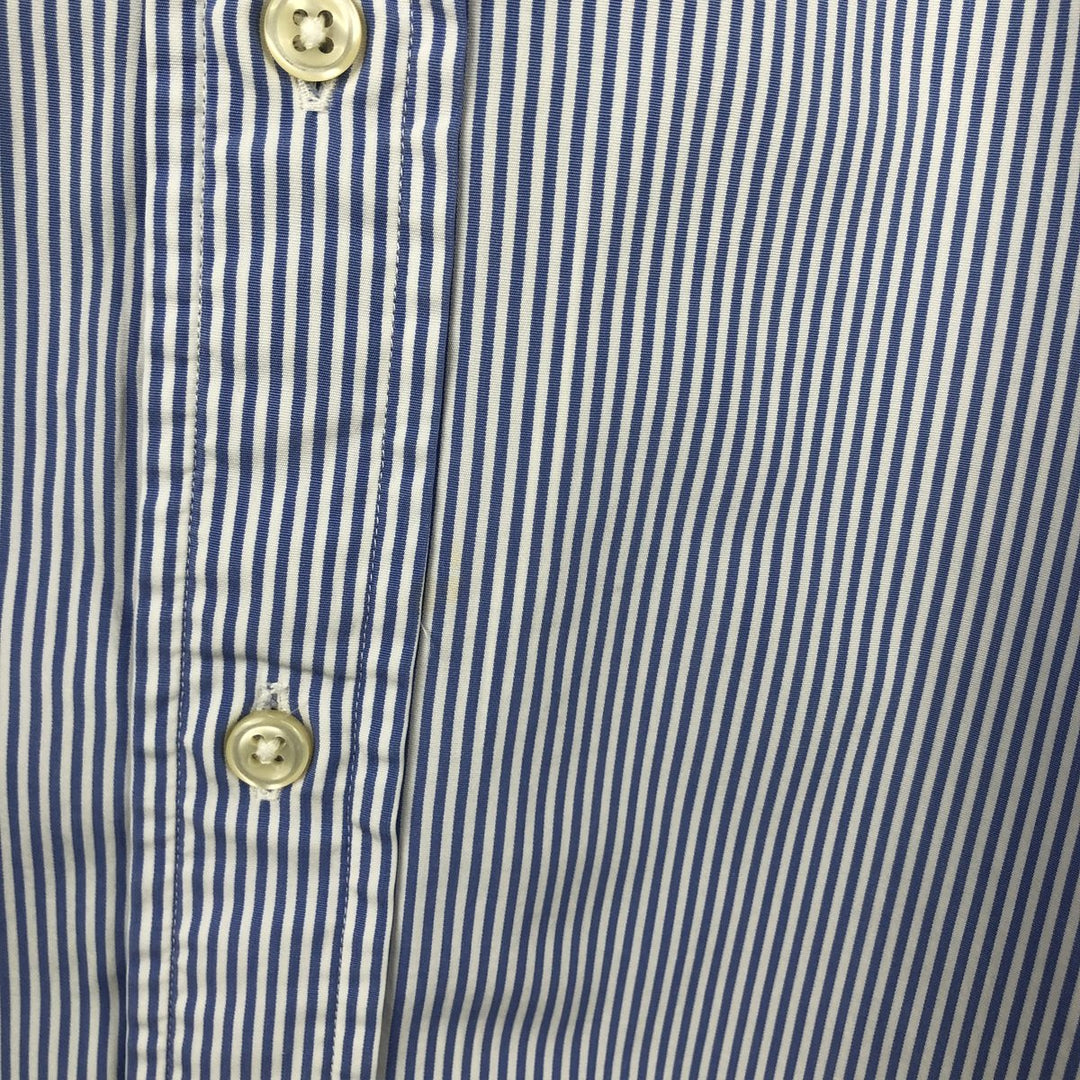 Ralph Lauren CUSTOM FIT short sleeve button down striped shirt men's size L cotton navy blue type Vintage Second Hand