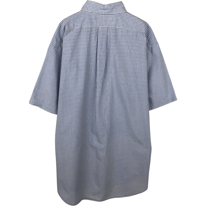Ralph Lauren BLAKE short sleeve button down check shirt, men's size L cotton navy blue type Vintage Second Hand