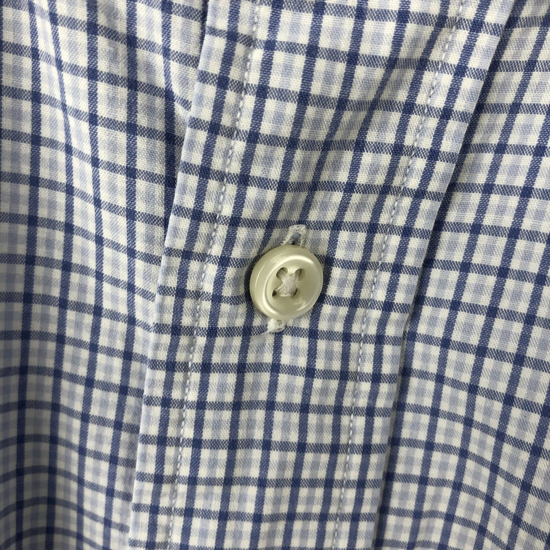 Ralph Lauren BLAKE short sleeve button down check shirt, men's size L cotton navy blue type Vintage Second Hand
