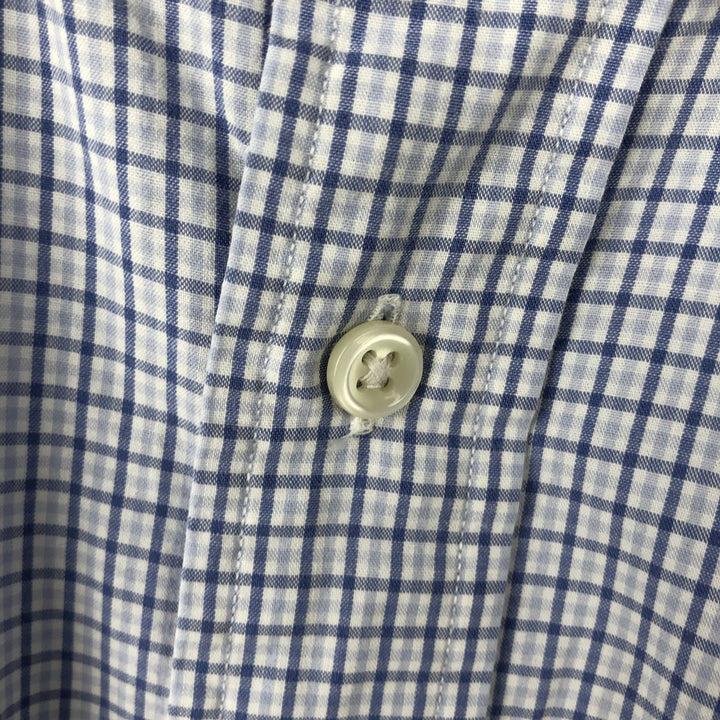 Ralph Lauren BLAKE short sleeve button down check shirt, men's size L cotton navy blue type Vintage Second Hand