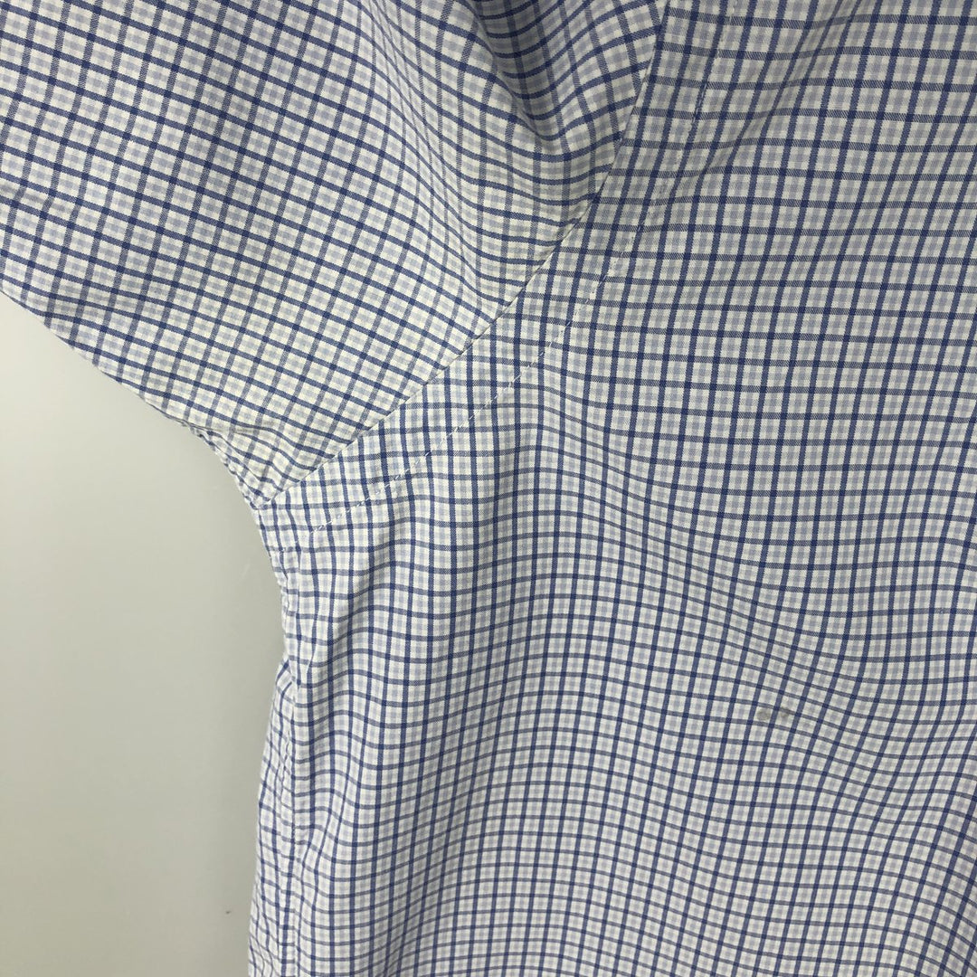 Ralph Lauren BLAKE short sleeve button down check shirt, men's size L cotton navy blue type Vintage Second Hand