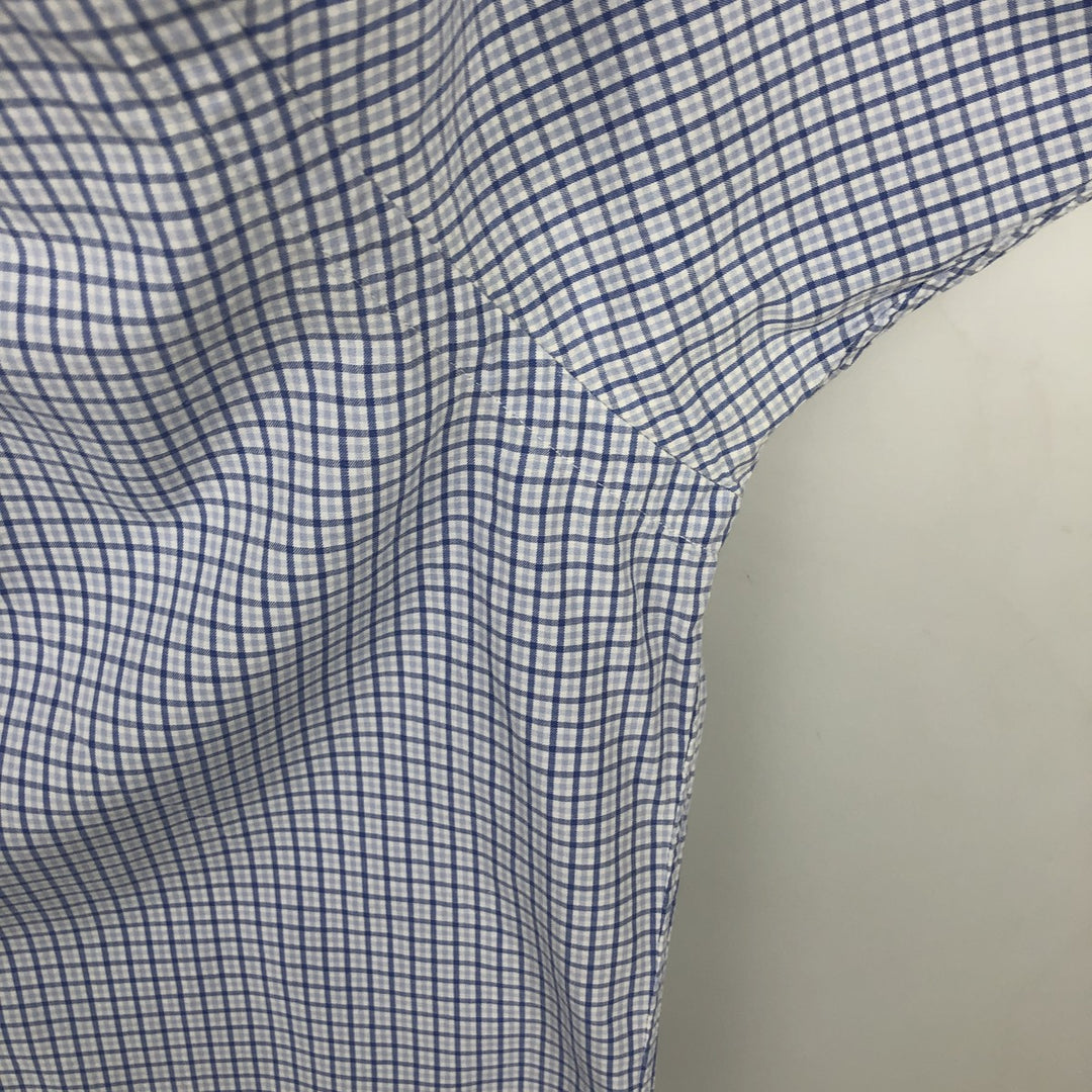 Ralph Lauren BLAKE short sleeve button down check shirt, men's size L cotton navy blue type Vintage Second Hand