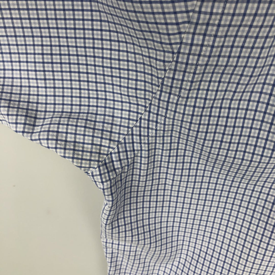Ralph Lauren BLAKE short sleeve button down check shirt, men's size L cotton navy blue type Vintage Second Hand