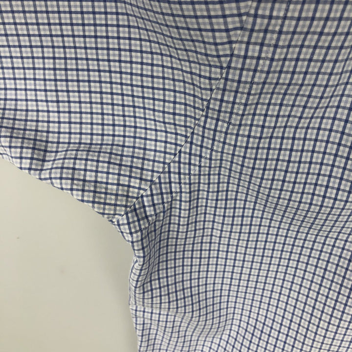 Ralph Lauren BLAKE short sleeve button down check shirt, men's size L cotton navy blue type Vintage Second Hand