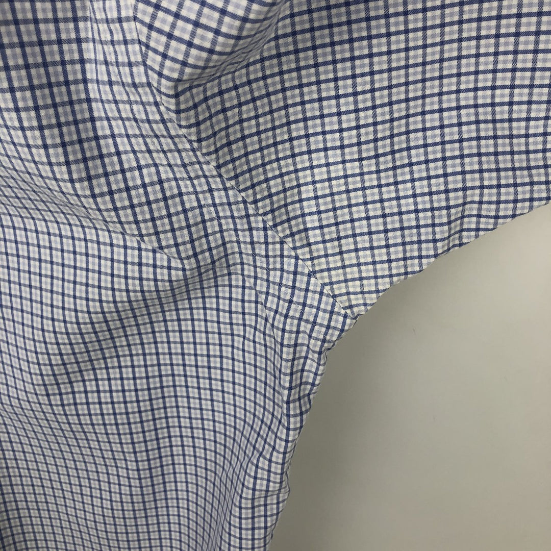 Ralph Lauren BLAKE short sleeve button down check shirt, men's size L cotton navy blue type Vintage Second Hand