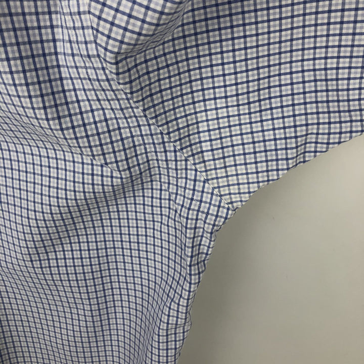 Ralph Lauren BLAKE short sleeve button down check shirt, men's size L cotton navy blue type Vintage Second Hand