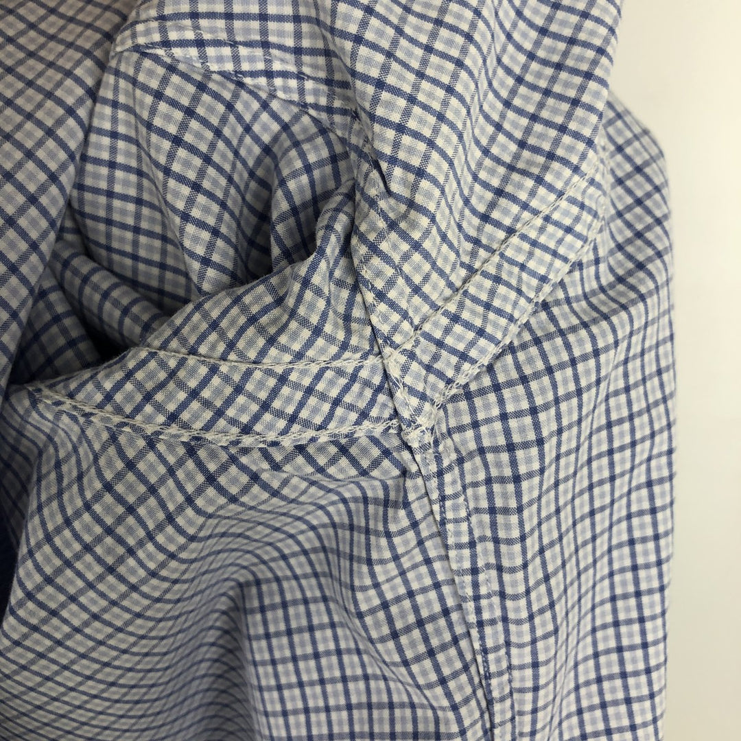 Ralph Lauren BLAKE short sleeve button down check shirt, men's size L cotton navy blue type Vintage Second Hand