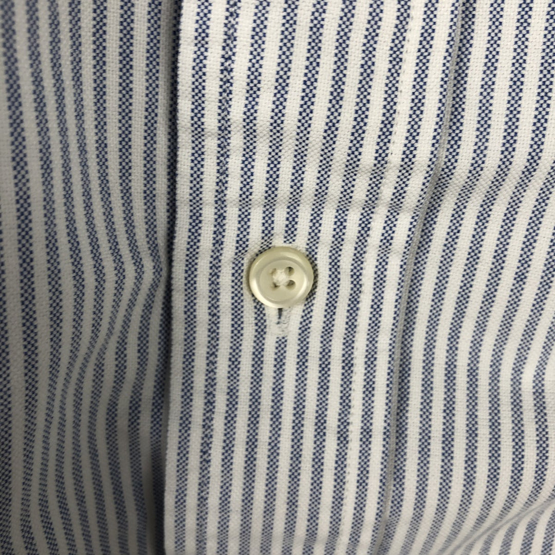 Ralph Lauren Classic Fit short sleeve button down striped shirt, men's size L cotton Blue type light blue Vintage Second Hand