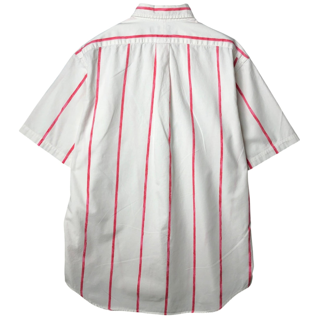 Ralph Lauren short sleeve button down striped shirt, men's size M cotton white type Vintage Second Hand