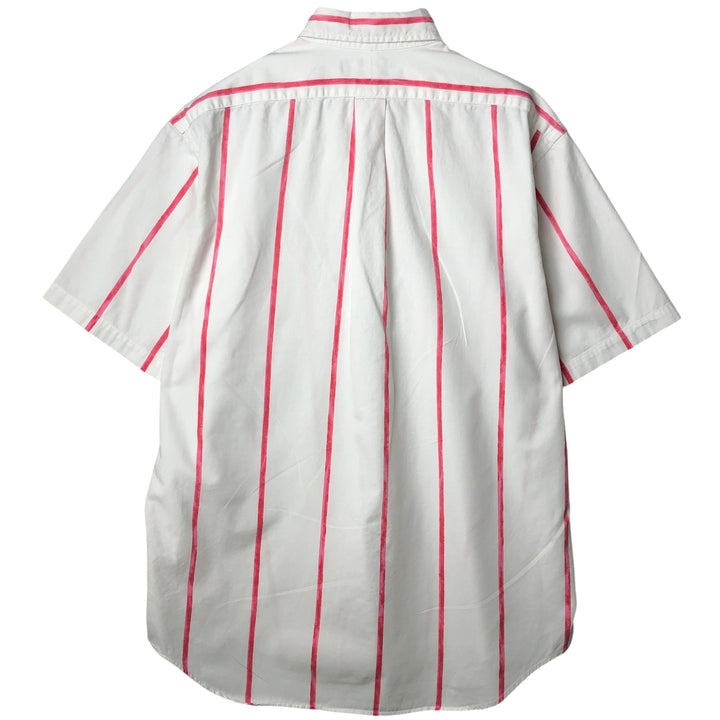 Ralph Lauren short sleeve button down striped shirt, men's size M cotton white type Vintage Second Hand
