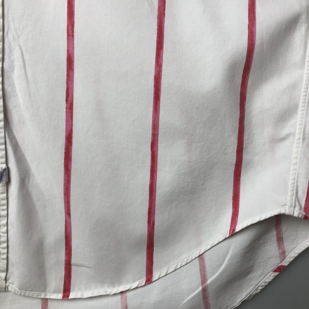 Ralph Lauren short sleeve button down striped shirt, men's size M cotton white type Vintage Second Hand