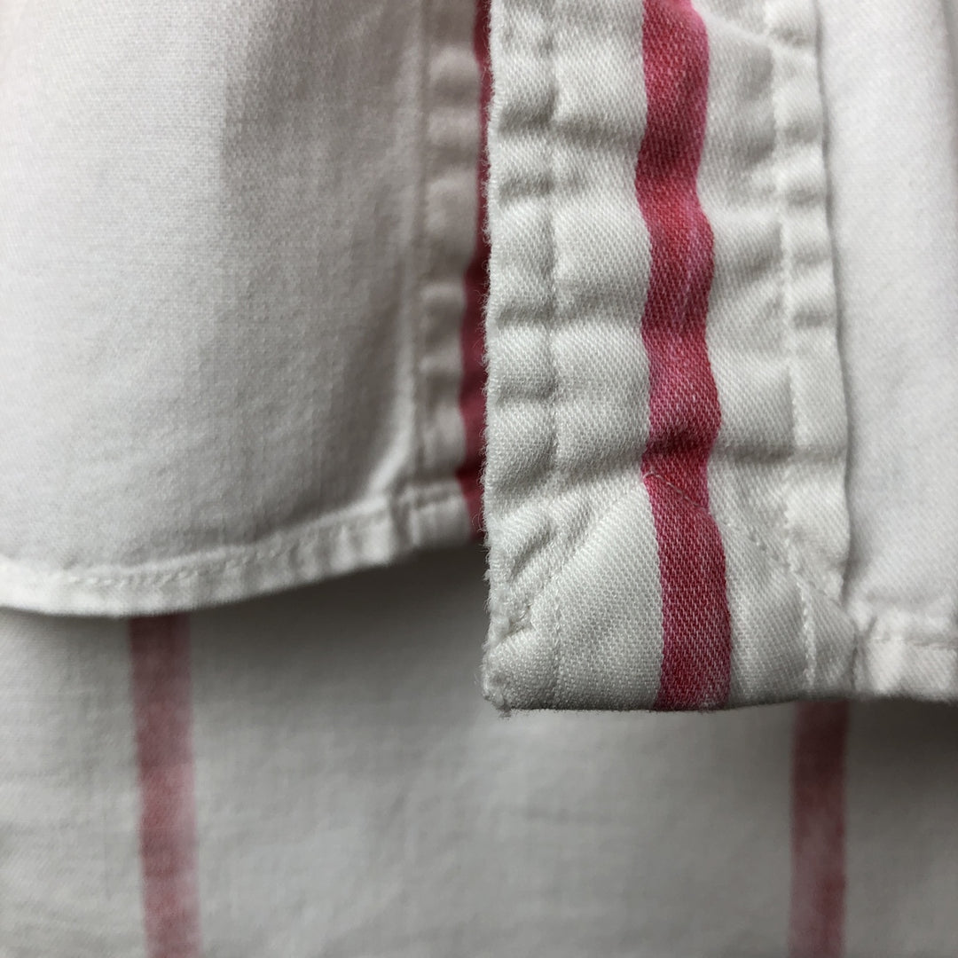 Ralph Lauren short sleeve button down striped shirt, men's size M cotton white type Vintage Second Hand