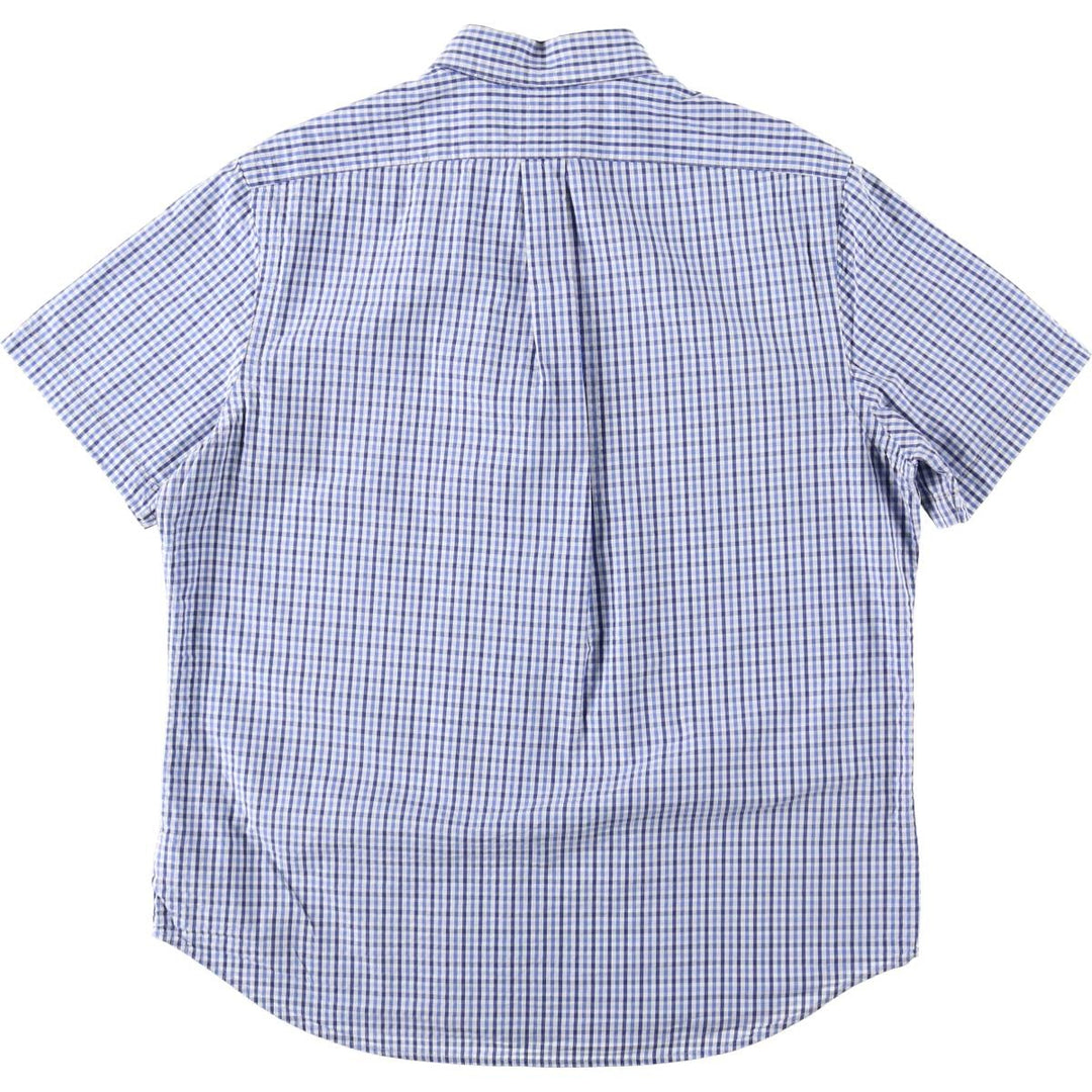 Ralph Lauren SEERSUCKER Short-Sleeve Button-Down Check Shirt, Men's Size L (approx.) cotton white type Vintage Second Hand