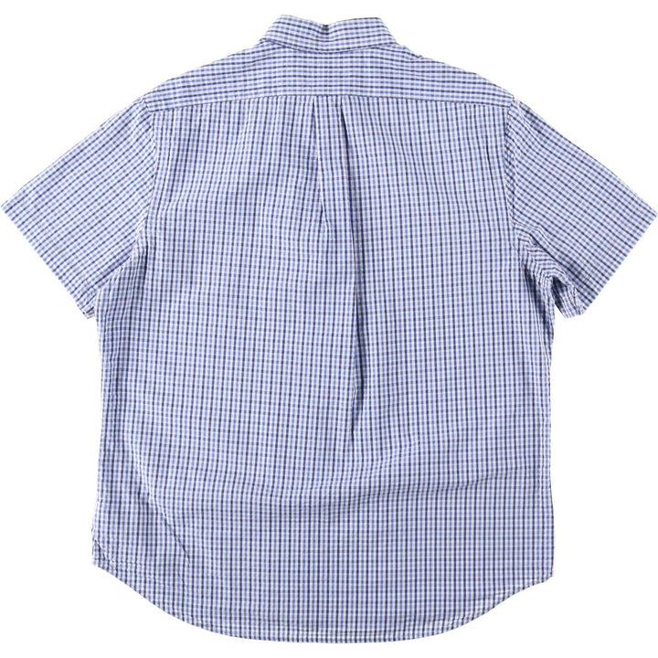 Ralph Lauren SEERSUCKER Short-Sleeve Button-Down Check Shirt, Men's Size L (approx.) cotton white type Vintage Second Hand