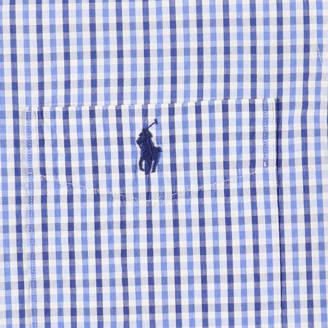 Ralph Lauren SEERSUCKER Short-Sleeve Button-Down Check Shirt, Men's Size L (approx.) cotton white type Vintage Second Hand