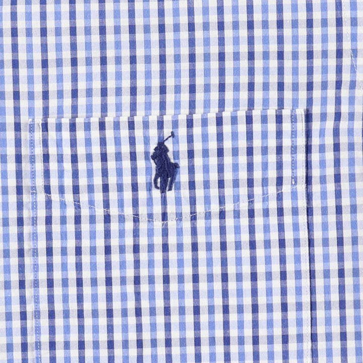 Ralph Lauren SEERSUCKER Short-Sleeve Button-Down Check Shirt, Men's Size L (approx.) cotton white type Vintage Second Hand