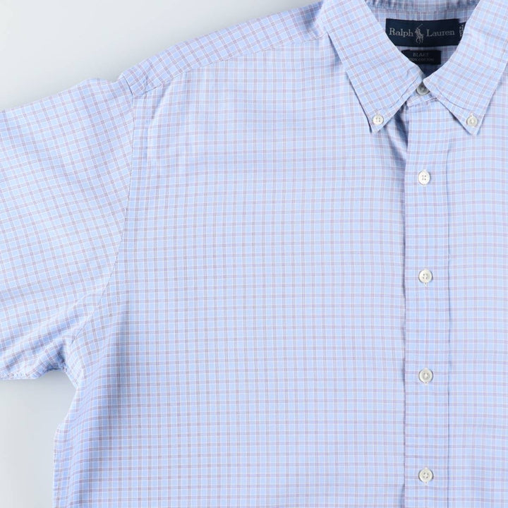 Ralph Lauren BLAKE short sleeve button down check shirt, men's size L cotton Blue type light blue Vintage Second Hand