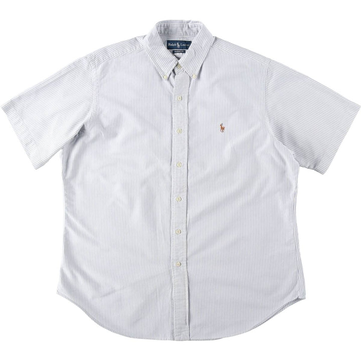 Ralph Lauren Classic Fit short sleeve button down striped shirt, men's size L cotton white type Vintage Second Hand