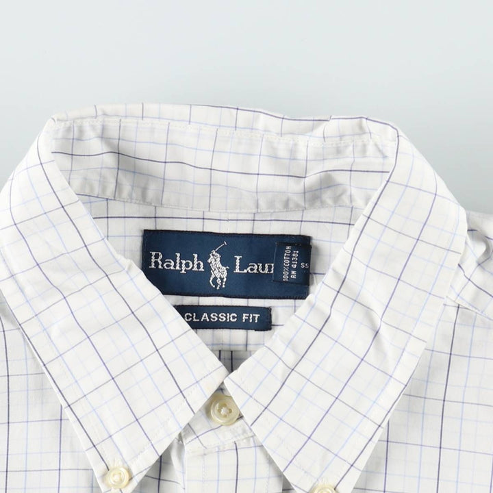 Ralph Lauren Classic Fit Short Sleeve Button Down Check Shirt Men's Size L cotton white type Vintage Second Hand