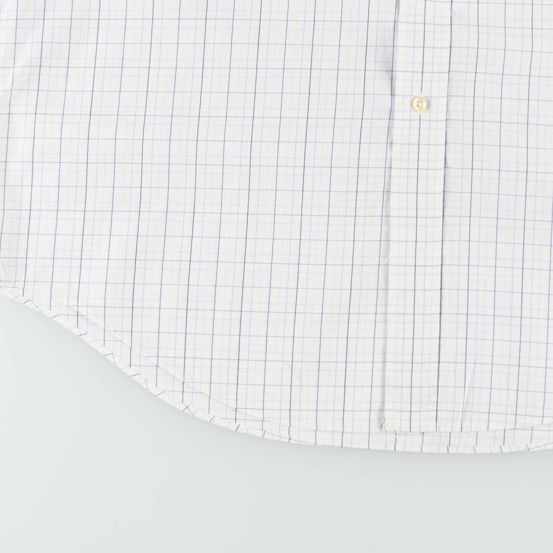 Ralph Lauren Classic Fit Short Sleeve Button Down Check Shirt Men's Size L cotton white type Vintage Second Hand