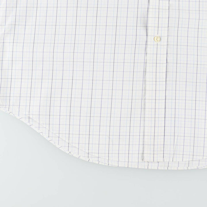 Ralph Lauren Classic Fit Short Sleeve Button Down Check Shirt Men's Size L cotton white type Vintage Second Hand