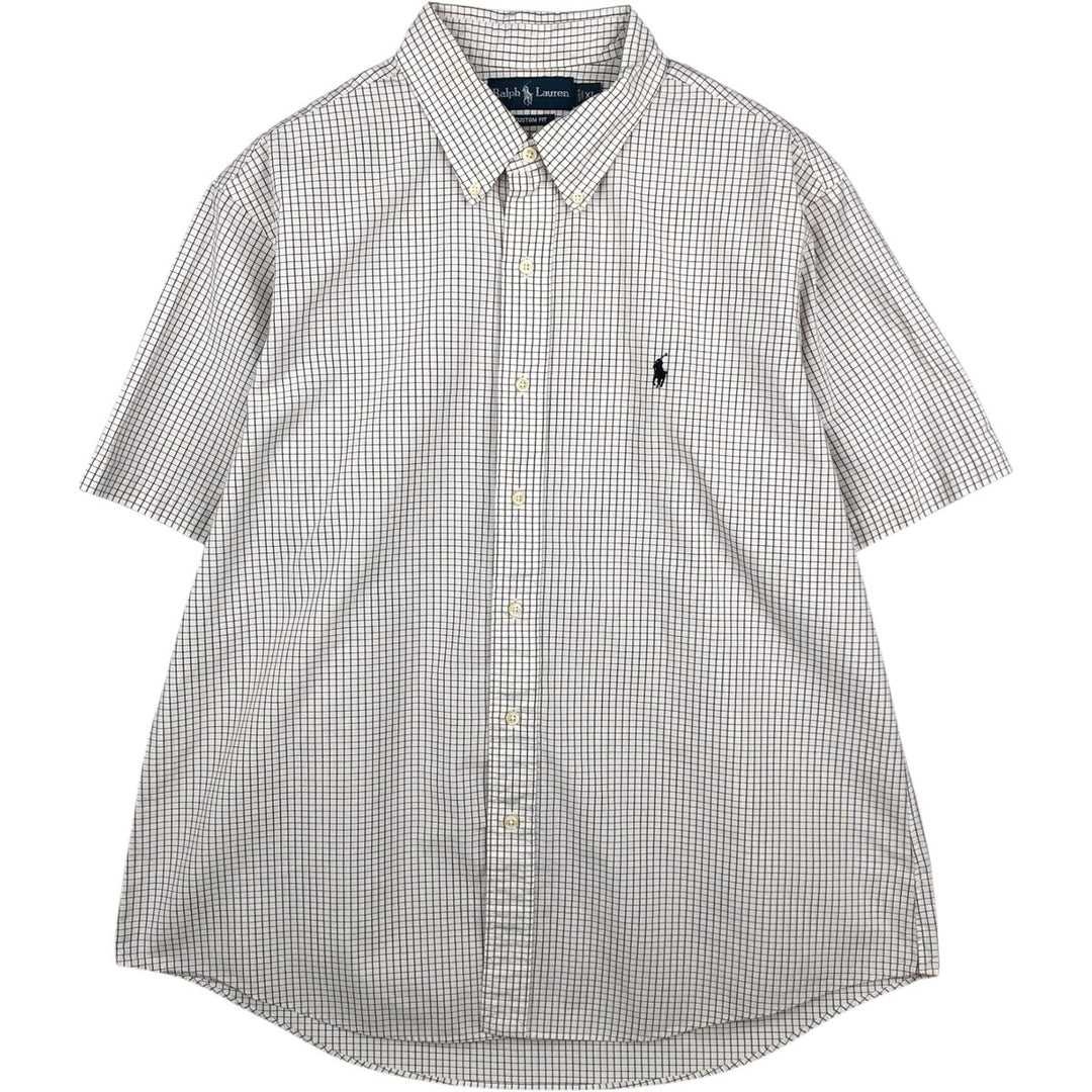 Ralph Lauren CUSTOM FIT short sleeve button down check shirt men's XL size cotton white type Vintage Second Hand