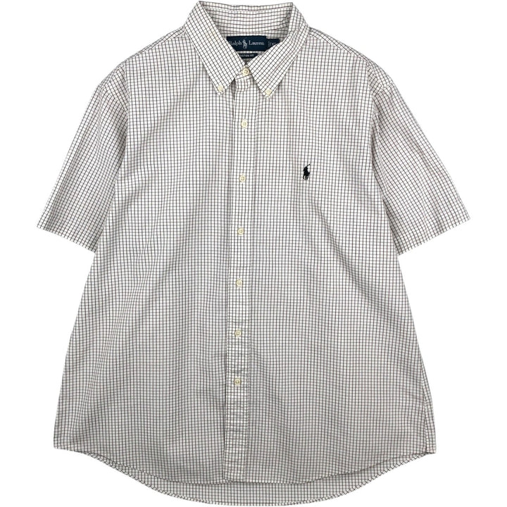 Ralph Lauren CUSTOM FIT short sleeve button down check shirt men's XL size cotton white type Vintage Second Hand