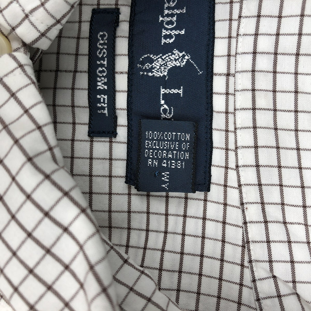 Ralph Lauren CUSTOM FIT short sleeve button down check shirt men's XL size cotton white type Vintage Second Hand