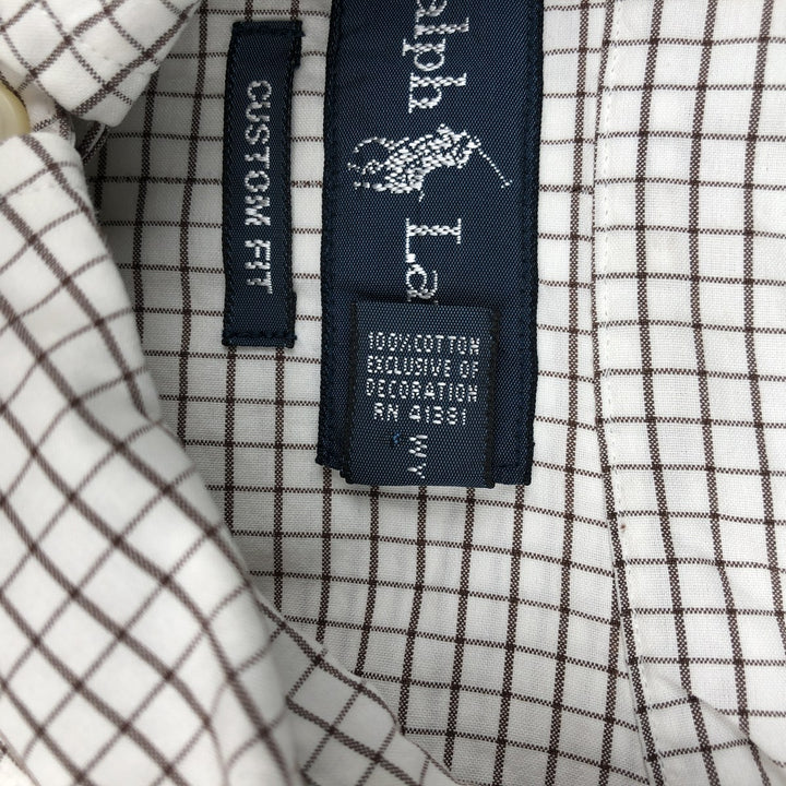Ralph Lauren CUSTOM FIT short sleeve button down check shirt men's XL size cotton white type Vintage Second Hand