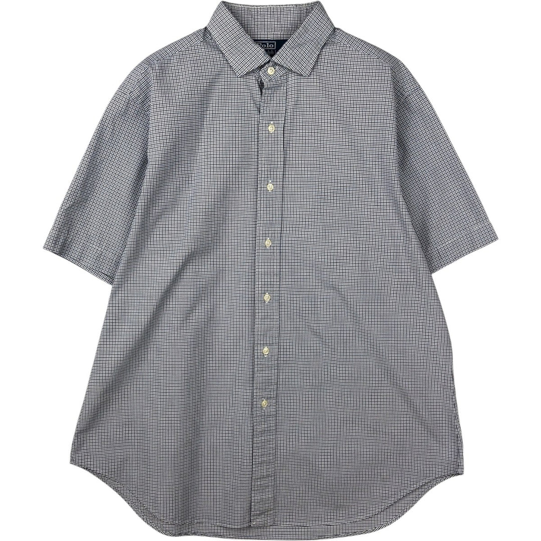 Ralph Lauren POLO by Ralph Lauren ESTATE CLASSIC FIT Short-Sleeve Cotton Check Shirt, Men's Size L (approx.) cotton white type Vintage Second Hand