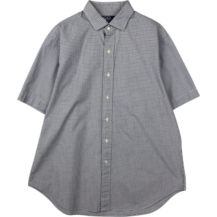 Ralph Lauren POLO by Ralph Lauren ESTATE CLASSIC FIT Short-Sleeve Cotton Check Shirt, Men's Size L (approx.) cotton white type Vintage Second Hand