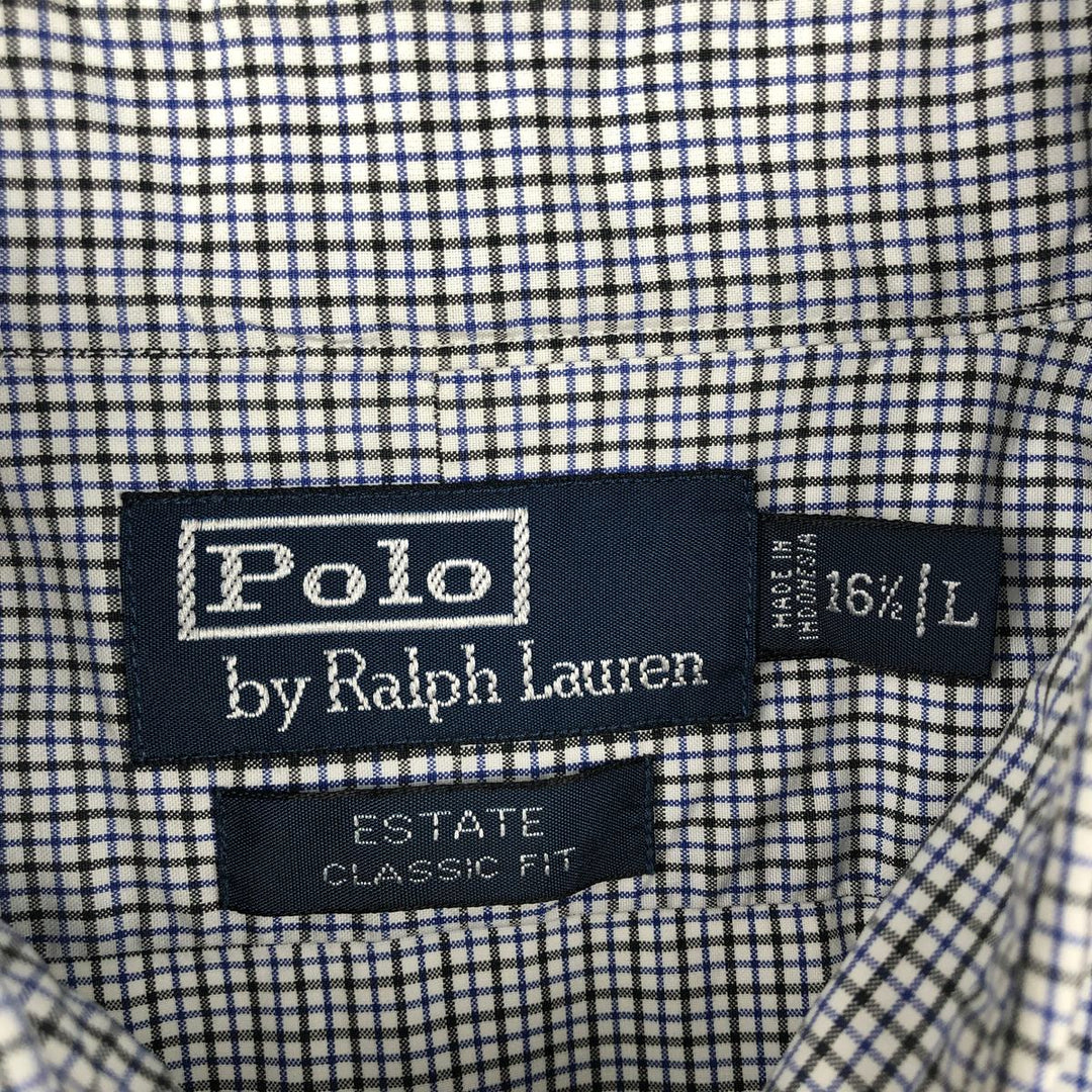 Ralph Lauren POLO by Ralph Lauren ESTATE CLASSIC FIT Short-Sleeve Cotton Check Shirt, Men's Size L (approx.) cotton white type Vintage Second Hand
