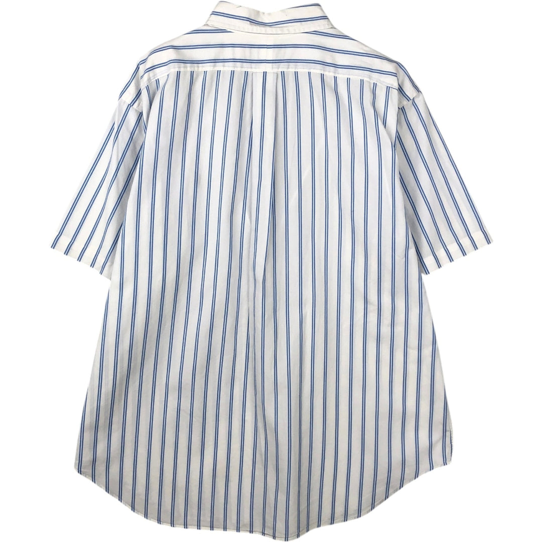 Ralph Lauren Classic Fit short sleeve button down striped shirt, men's XL size cotton white type Vintage Second Hand