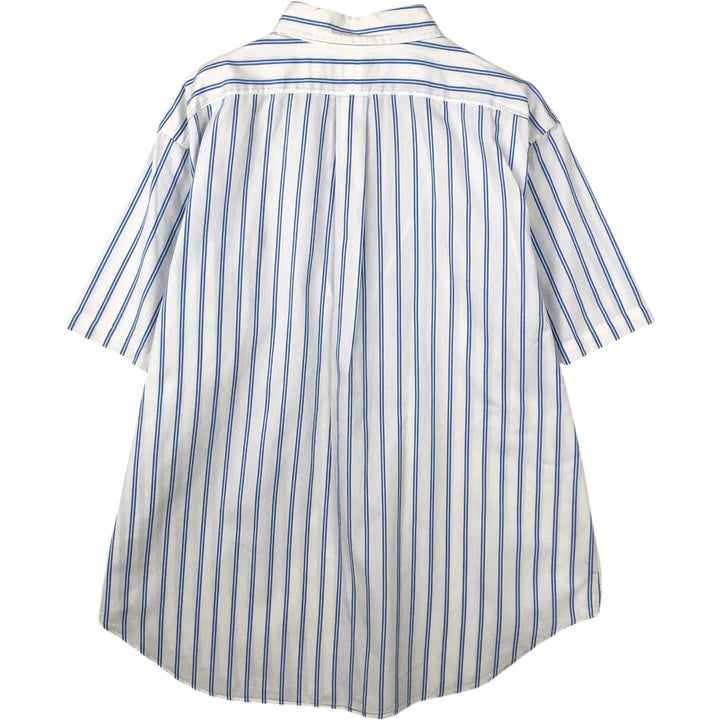 Ralph Lauren Classic Fit short sleeve button down striped shirt, men's XL size cotton white type Vintage Second Hand