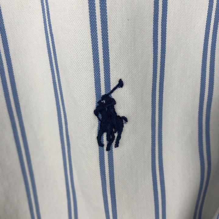 Ralph Lauren Classic Fit short sleeve button down striped shirt, men's XL size cotton white type Vintage Second Hand