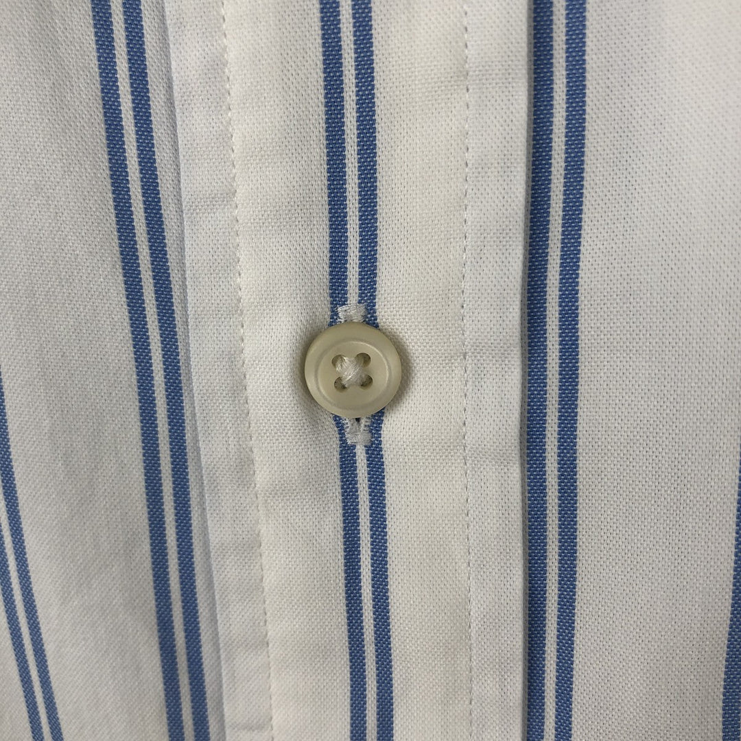 Ralph Lauren Classic Fit short sleeve button down striped shirt, men's XL size cotton white type Vintage Second Hand