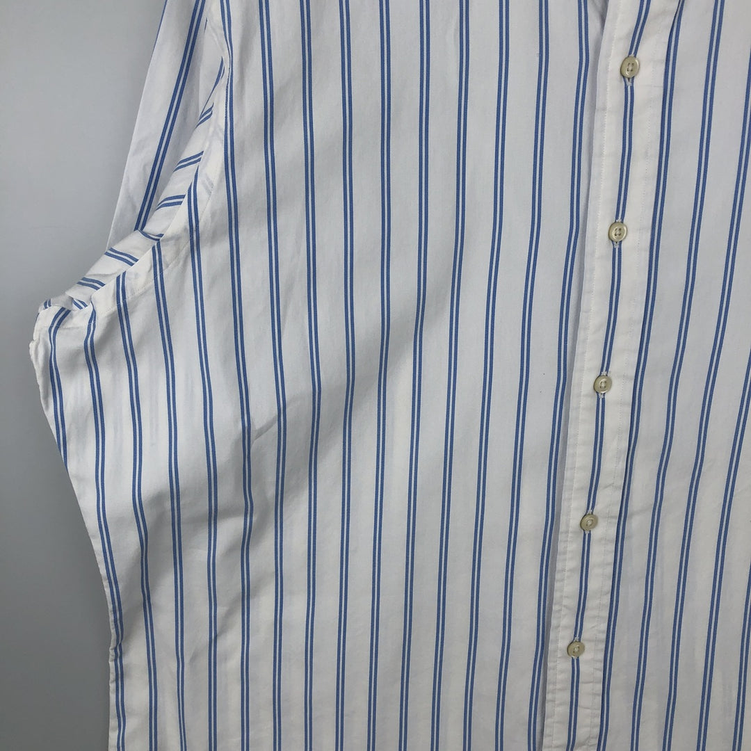 Ralph Lauren Classic Fit short sleeve button down striped shirt, men's XL size cotton white type Vintage Second Hand