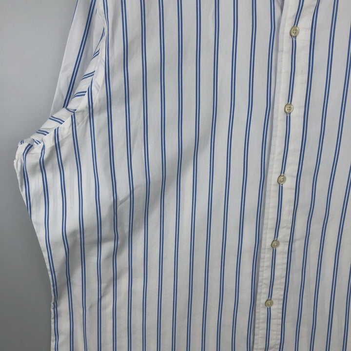 Ralph Lauren Classic Fit short sleeve button down striped shirt, men's XL size cotton white type Vintage Second Hand