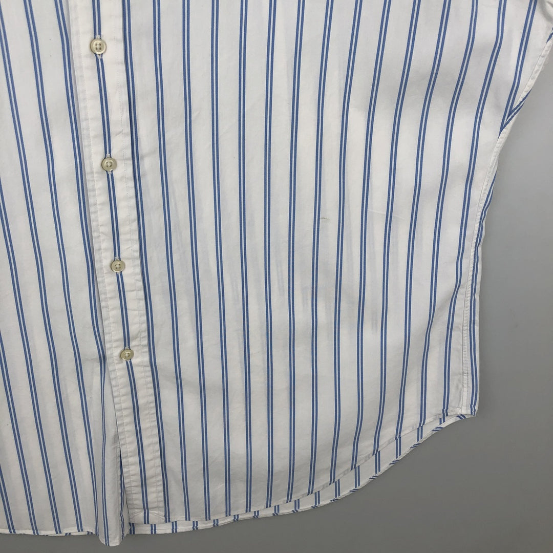 Ralph Lauren Classic Fit short sleeve button down striped shirt, men's XL size cotton white type Vintage Second Hand