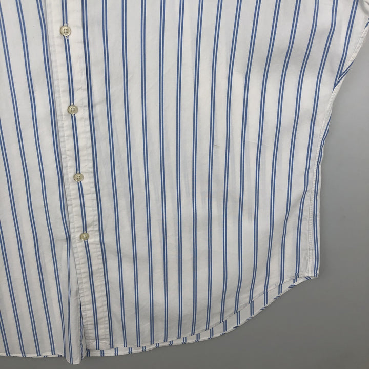 Ralph Lauren Classic Fit short sleeve button down striped shirt, men's XL size cotton white type Vintage Second Hand