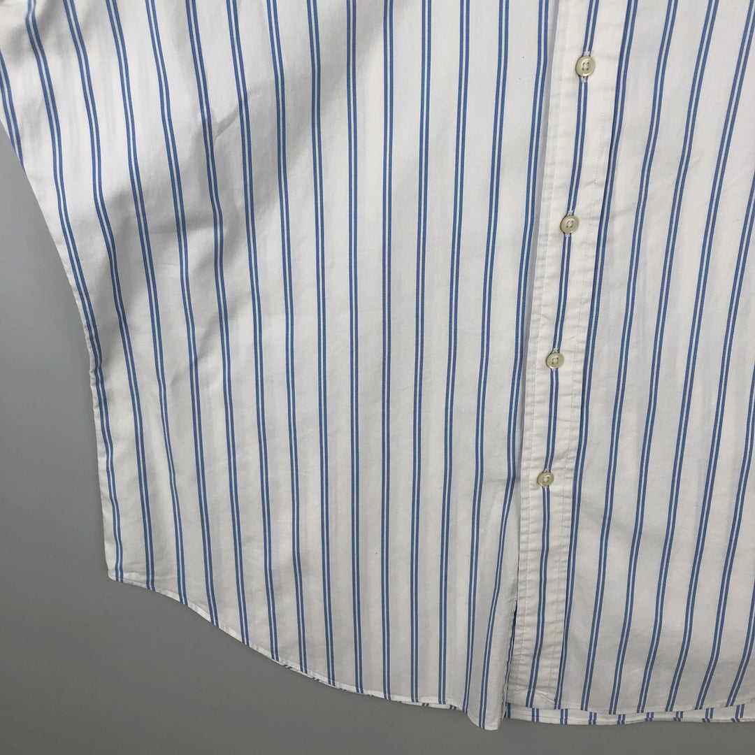 Ralph Lauren Classic Fit short sleeve button down striped shirt, men's XL size cotton white type Vintage Second Hand