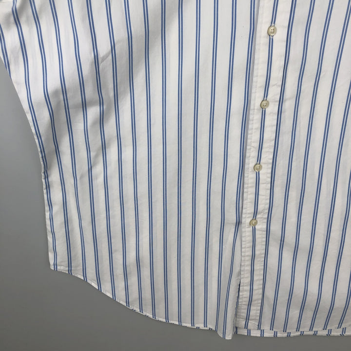 Ralph Lauren Classic Fit short sleeve button down striped shirt, men's XL size cotton white type Vintage Second Hand