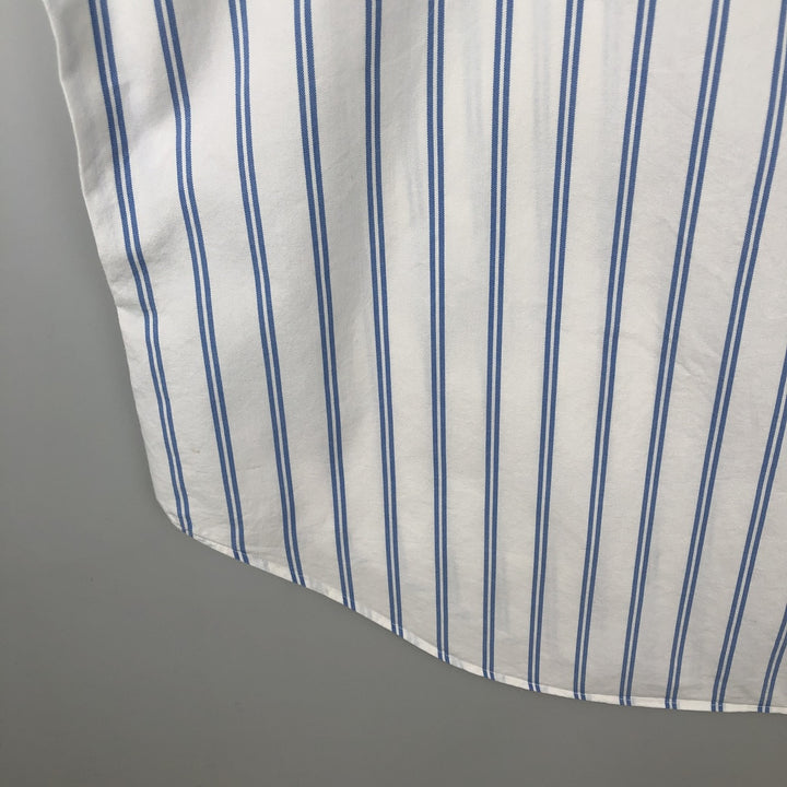 Ralph Lauren Classic Fit short sleeve button down striped shirt, men's XL size cotton white type Vintage Second Hand