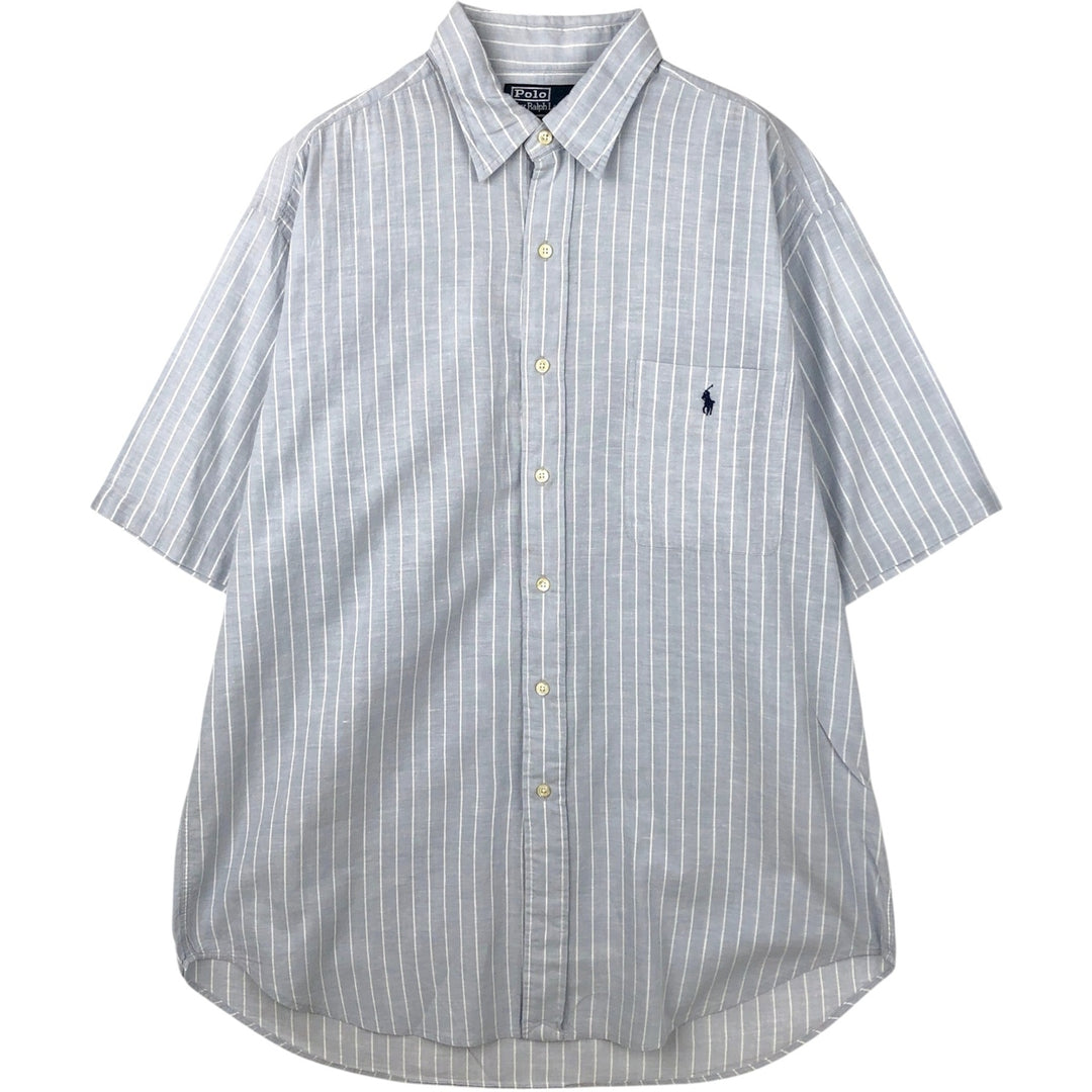 Ralph Lauren POLO by Ralph Lauren LOWELL SPORT Short-Sleeve Striped Shirt, Men's Size L (approx.) cotton pale white type Vintage Second Hand