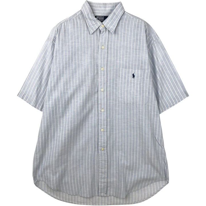 Ralph Lauren POLO by Ralph Lauren LOWELL SPORT Short-Sleeve Striped Shirt, Men's Size L (approx.) cotton pale white type Vintage Second Hand